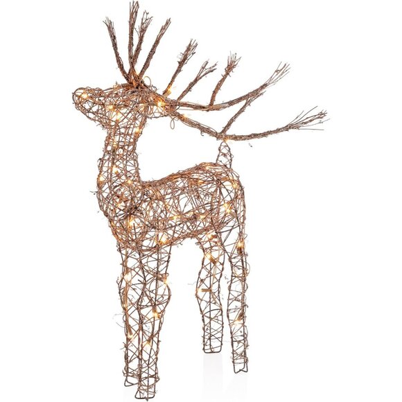 Other - Stunning 35" Outdoor Rattan Reindeer with 50 LED Lights for Christmas Elegance